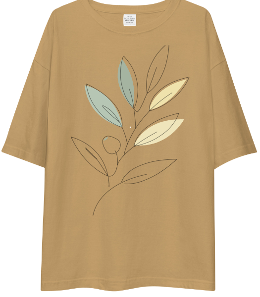 Drop Shoulder T-Shirt - Abstract Plant