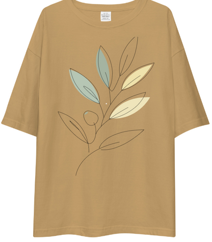 Drop Shoulder T-Shirt - Abstract Plant