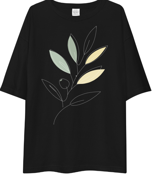 Drop Shoulder T-Shirt - Abstract Plant