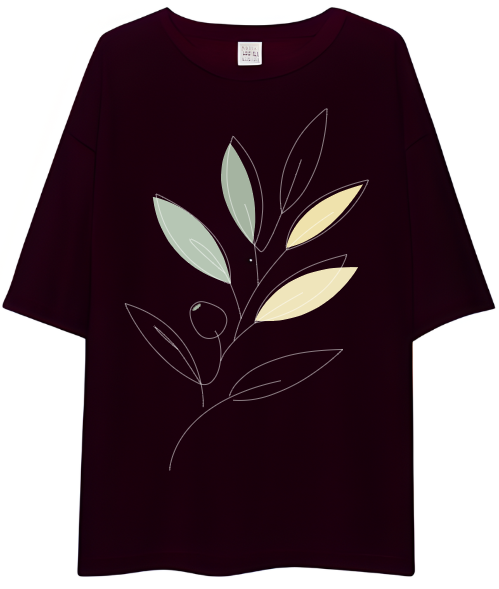 Drop Shoulder T-Shirt - Abstract Plant