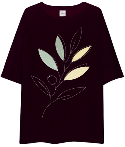 Drop Shoulder T-Shirt - Abstract Plant