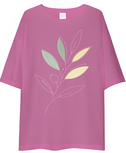 Drop Shoulder T-Shirt - Abstract Plant