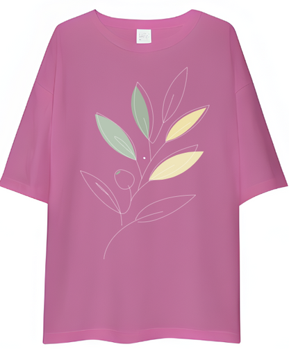 Drop Shoulder T-Shirt - Abstract Plant