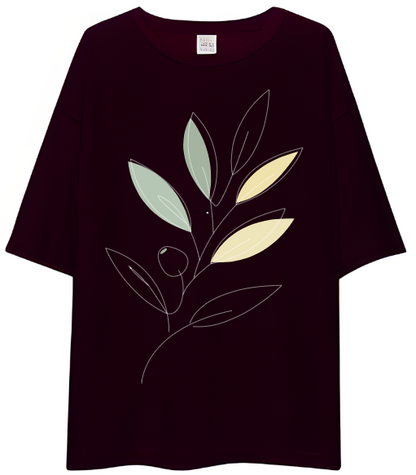 Drop Shoulder T-Shirt - Abstract Plant