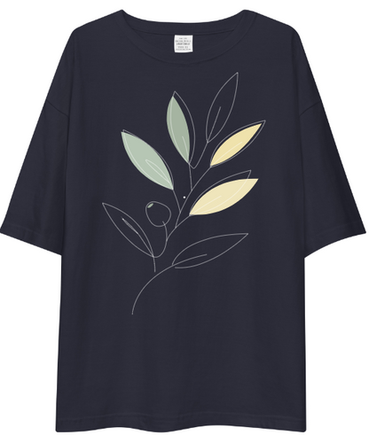 Drop Shoulder T-Shirt - Abstract Plant