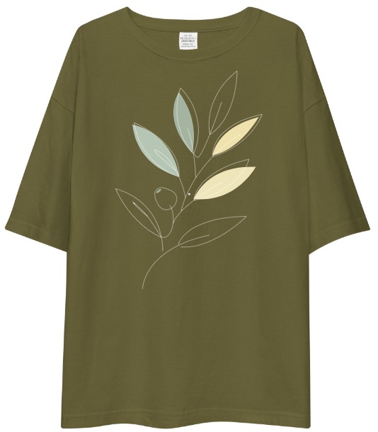 Drop Shoulder T-Shirt - Abstract Plant