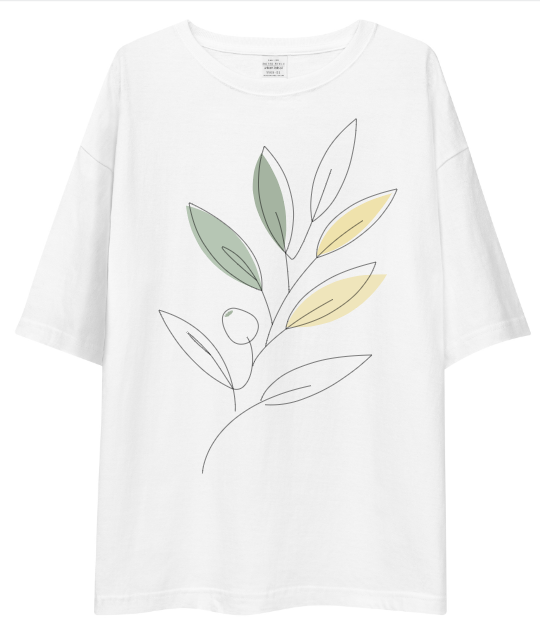 Drop Shoulder T-Shirt - Abstract Plant