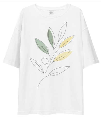 Drop Shoulder T-Shirt - Abstract Plant